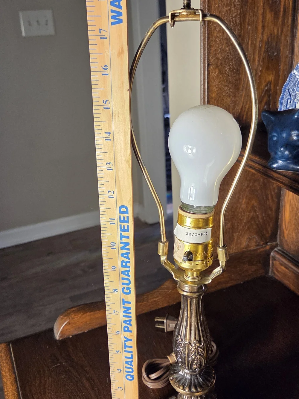 Vintage Cream Fringe Table Lamp with Ornate Brass Base